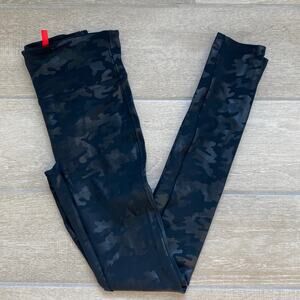 Spanx Black Faux Leather Camo Leggings